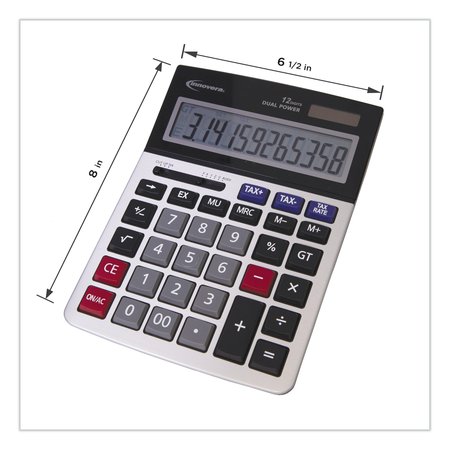 Innovera 15975 Large Display Calculator, Dual Power, 12-Digit LCD Display IVR15975